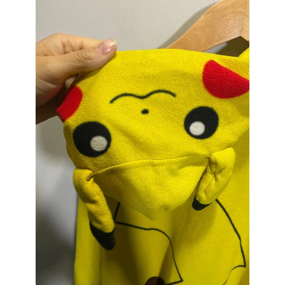 Pokemon Pikachu Union Suit Kids 10/12 Yellow Hooded Sleeper Pajamas Cosplay